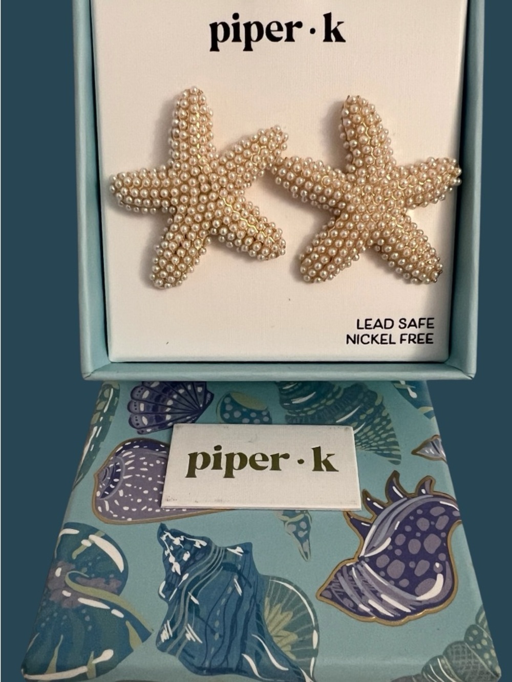 Piper.k  Pearl Starfish Stud Earrings New